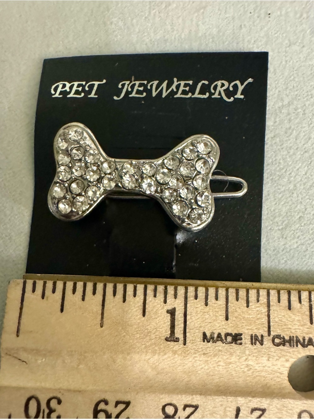 Silver Crystal Bone Dog Hair Clip